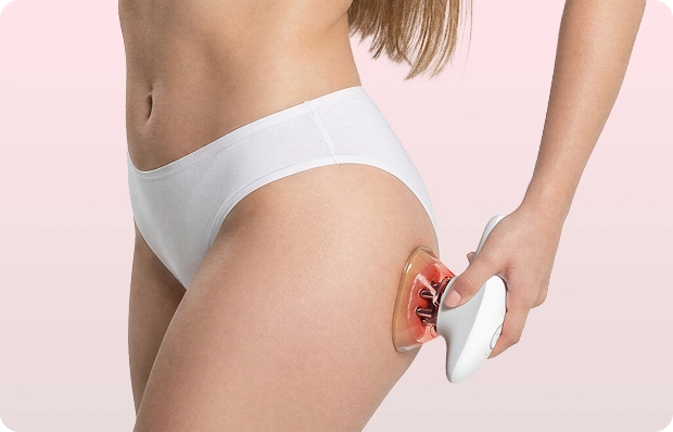Red light therapy on the body designed to improve overall skin tone and quality.